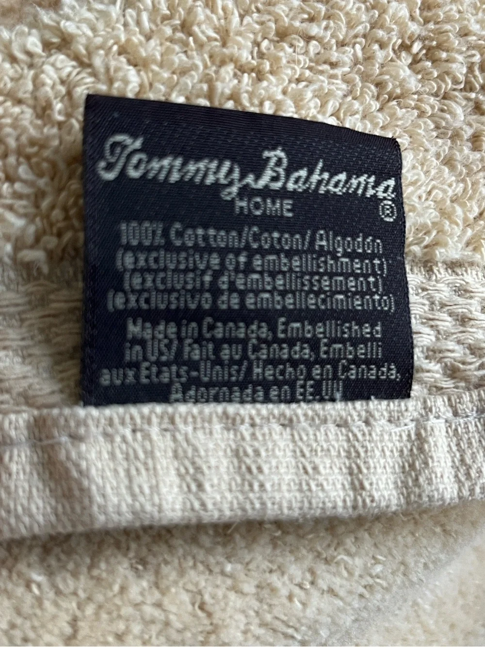Tommy Bahama Home VTG embroidered monogram initials TB striped trim 100% cotton